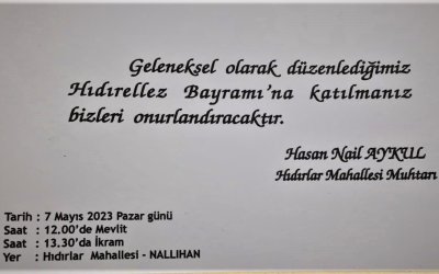 HIDIRELLEZ BAYRAMINA DAVET