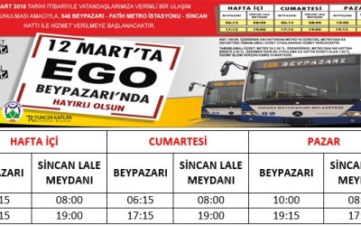 EGO SEFERLERİ BAŞLIYOR,  HAYIRLI OLSUN