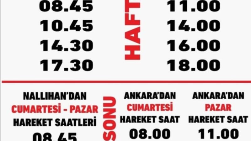 NALLIHAN'DA OTOBÜS SAATLERİ DEĞİŞTİ
